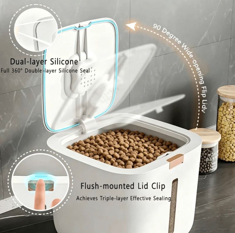 10-11Kg Food Storage Container with Measuring Cup - Ivory