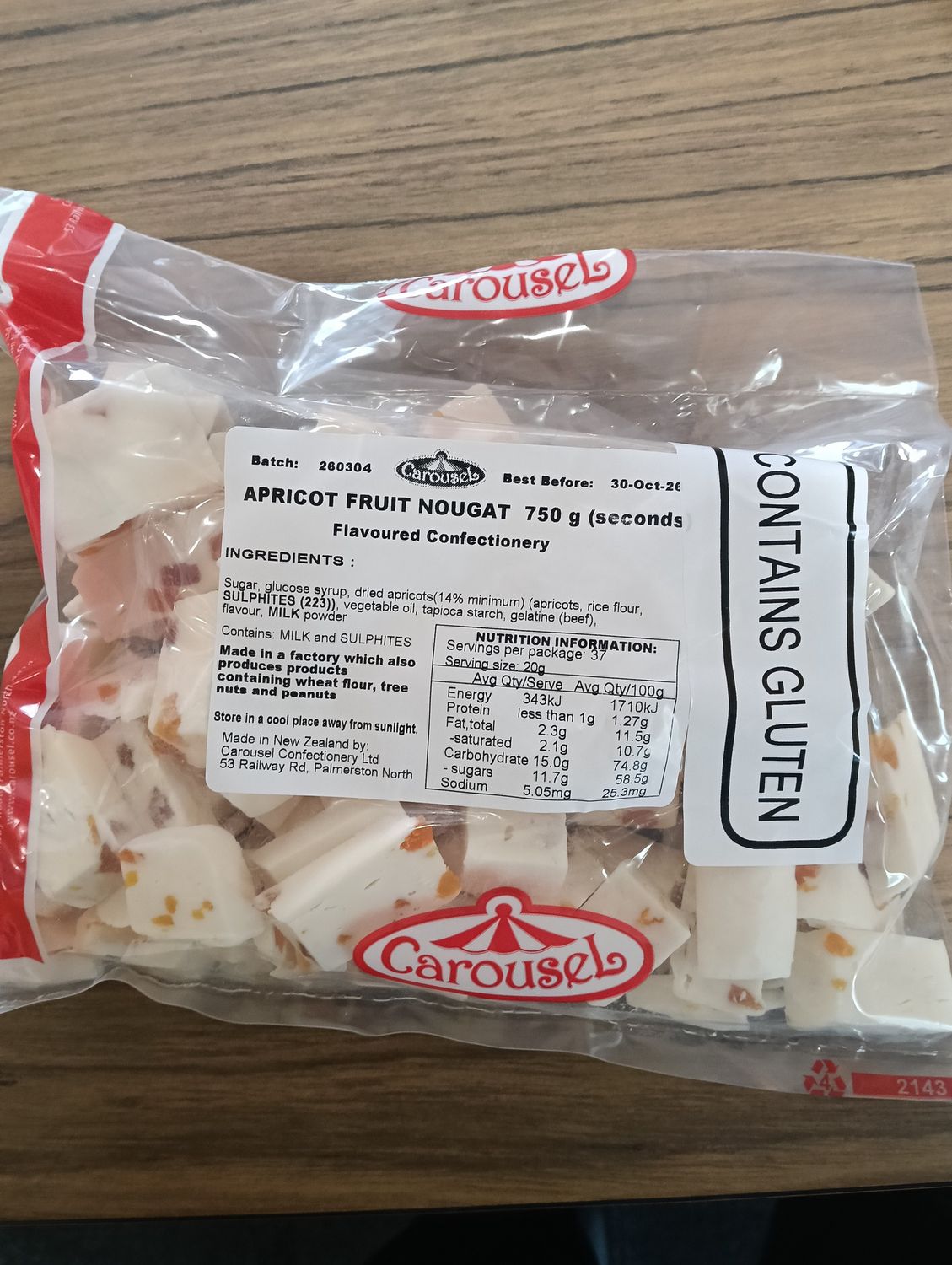 Apricot Fruit Nougat Offcuts - Gluten 750g