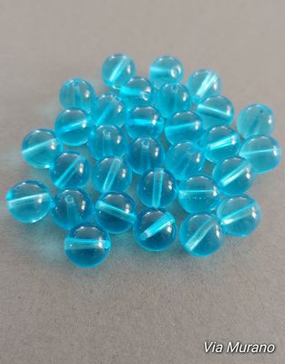Czech Druk Aqua 10mm Translucent Glass Beads (Pk 30)