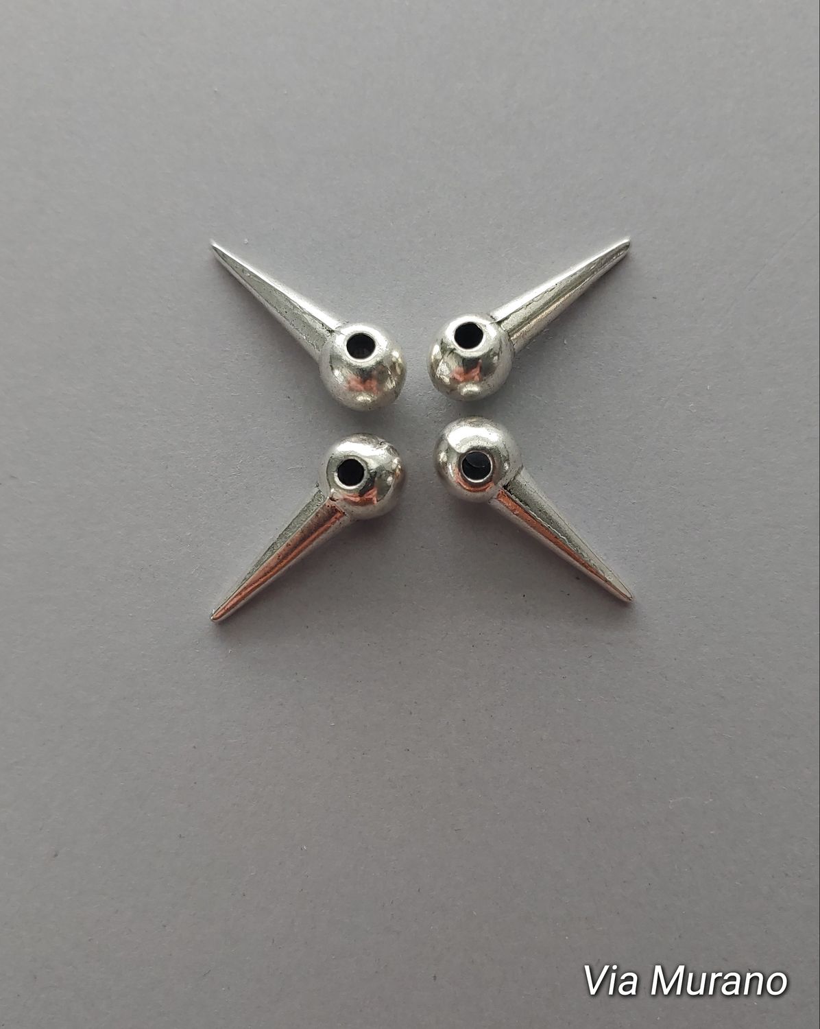 Pewter Spike with Ball Earring Finding 7x21mm (Sold in Pack of 4 Only)