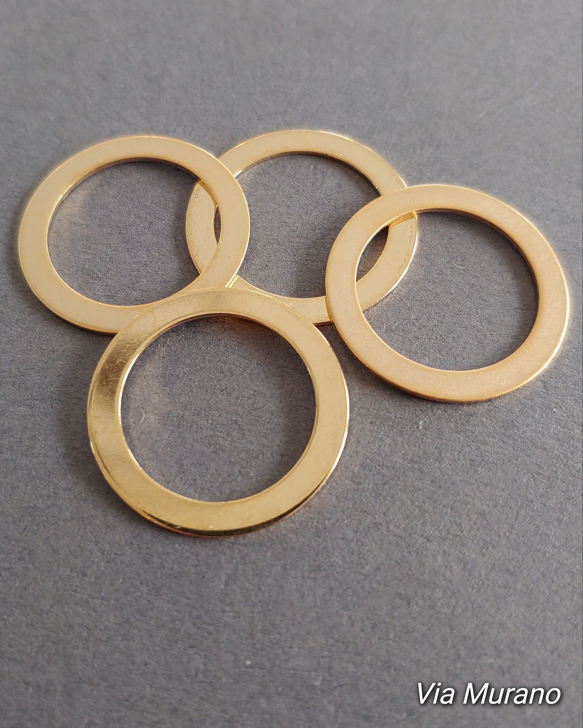 The FLAT HOOP - Lightweight Round Seamless Brass Hoop. 25mm Diameter.  Raw Brass.  Pack 4.  Choose Finish. Made in USA!