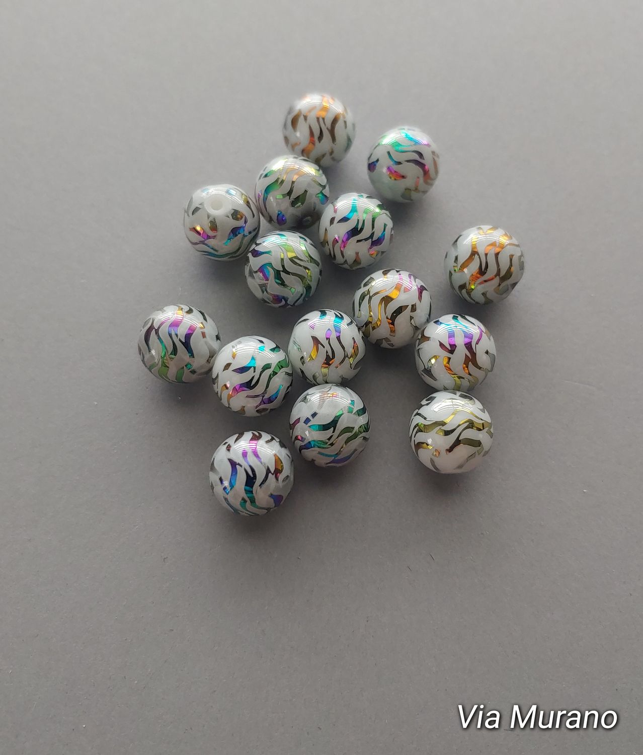 Bead Lot of 15 Glass Beads 10mm.