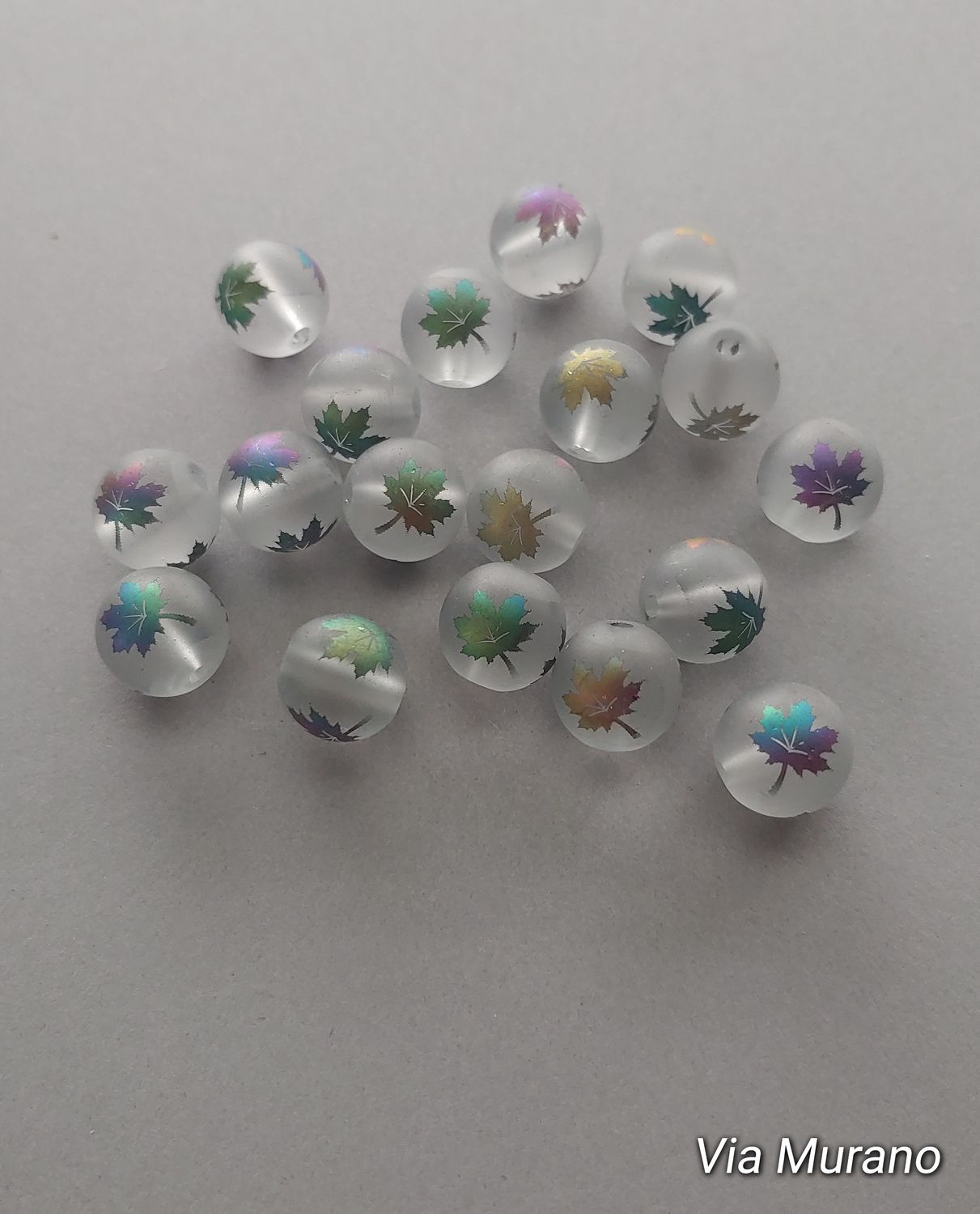 Bead Lot of 18 Matte Glass Beads 10mm.