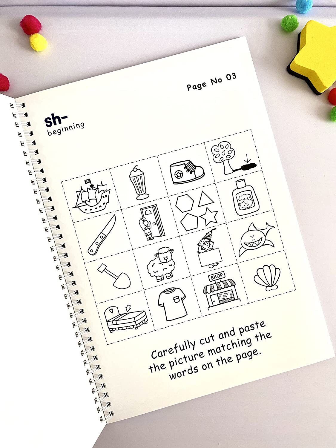 Phonics Cut and Paste Workbook for Kids (Learning Diagraphs).