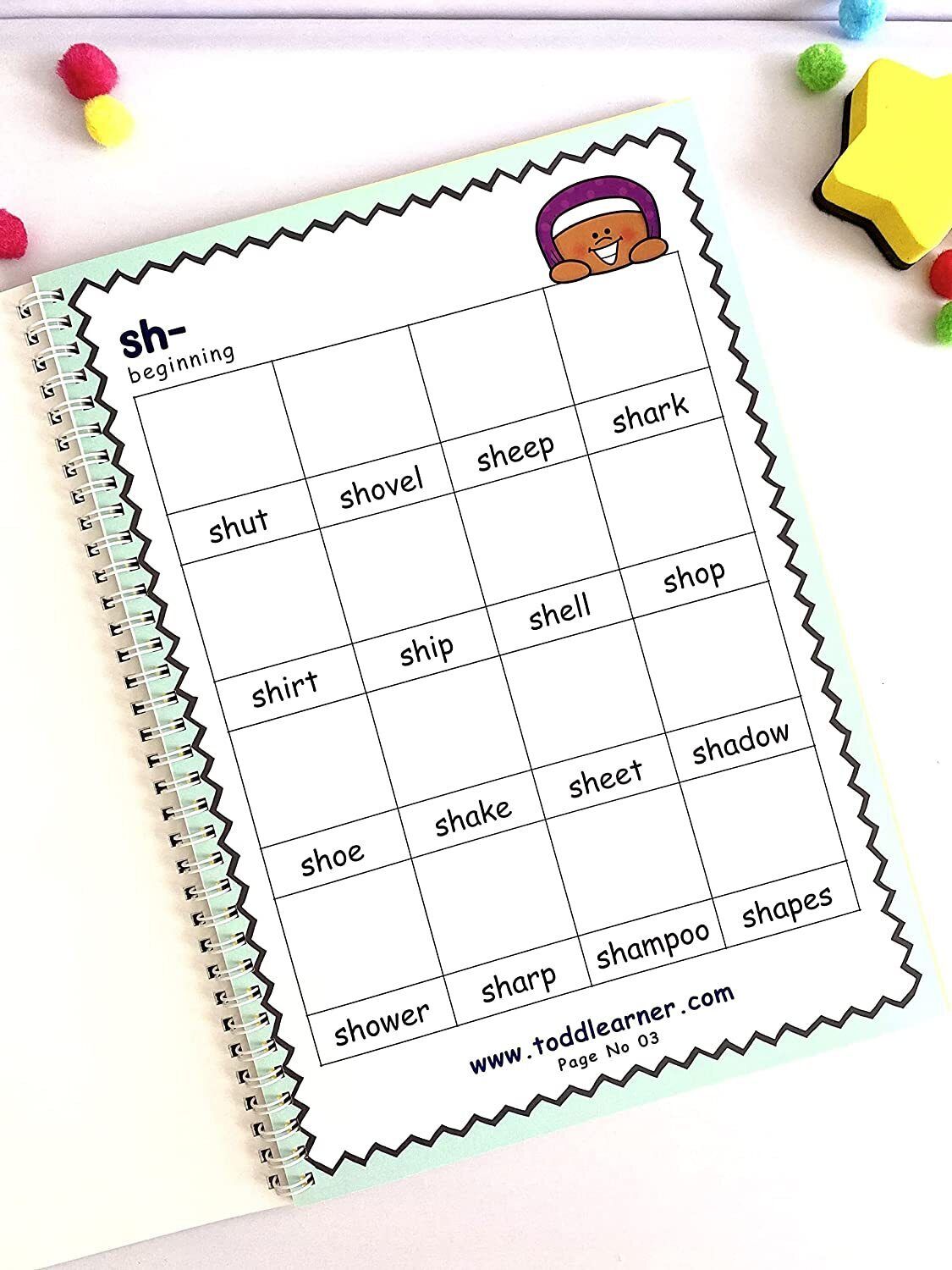 Phonics Cut and Paste Workbook for Kids (Learning Diagraphs).