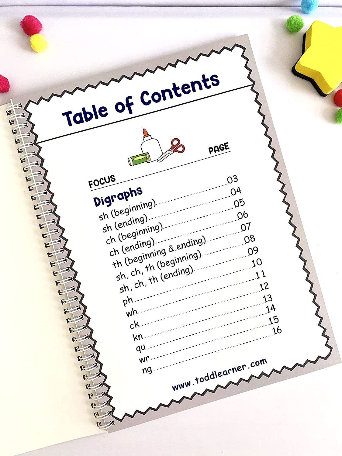 Phonics Cut and Paste Workbook for Kids (Learning Diagraphs).