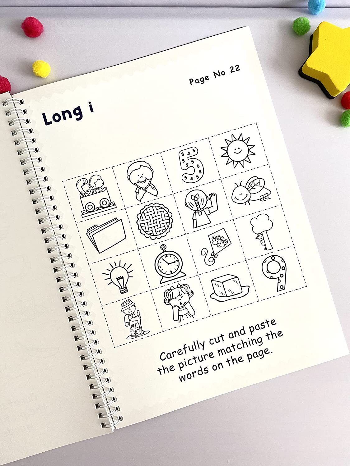 Phonics Cut and Paste Workbook for Kids (Learning Long Vowels).