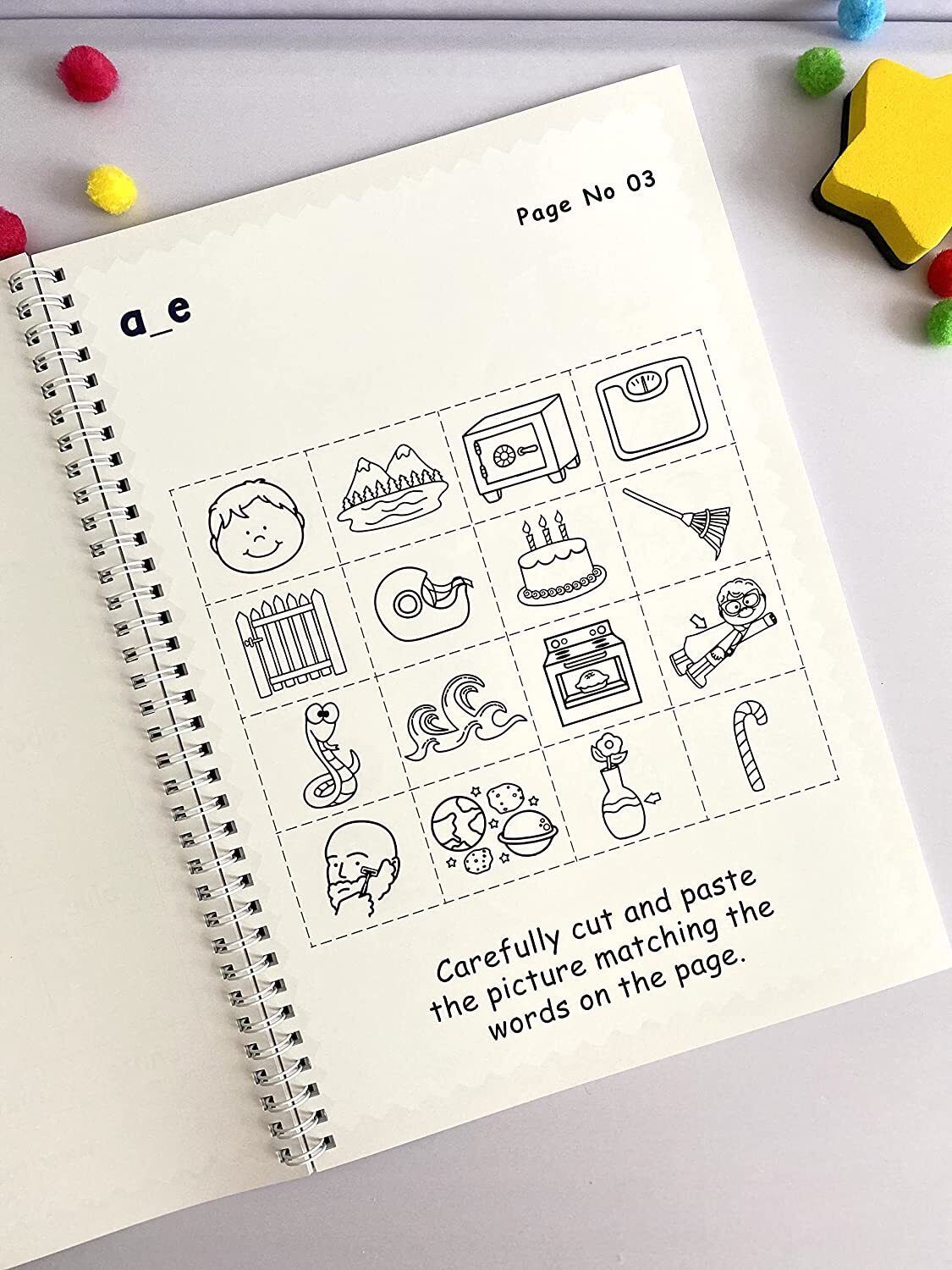 Phonics Cut and Paste Workbook for Kids (Learning Long Vowels).