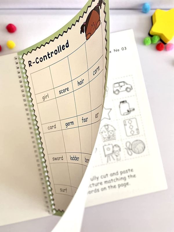 Phonics Cut and Paste Workbook for Kids (Learning R Controlled).