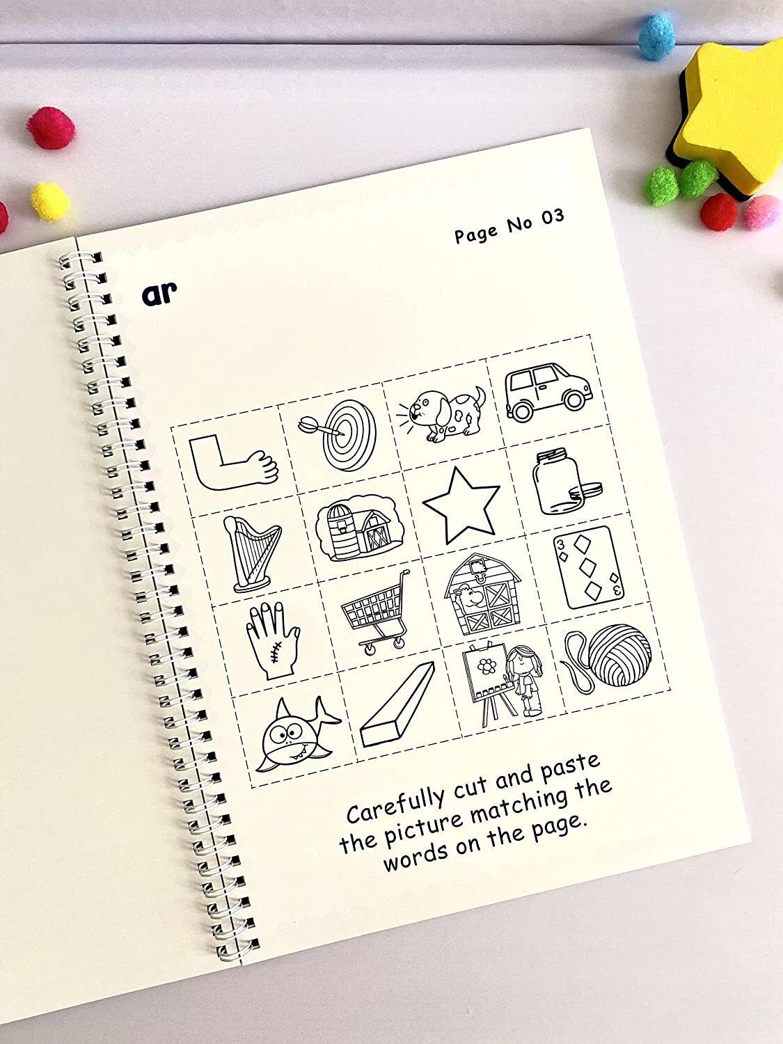 Phonics Cut and Paste Workbook for Kids (Learning R Controlled).