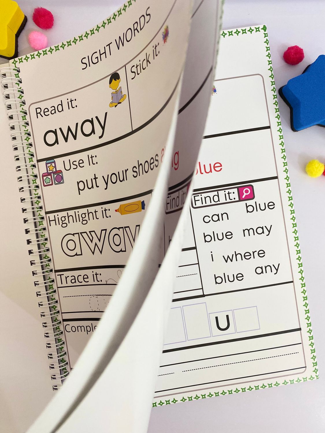 Rewritable English Sight Words Practice Book for Kids.