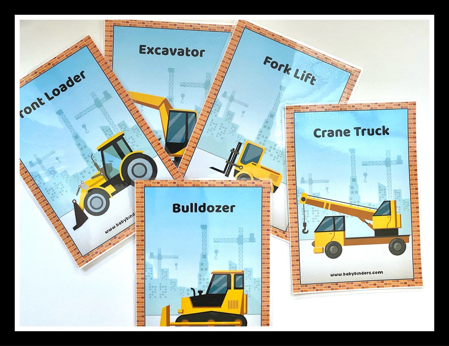 Construction Vehicles Flash Cards