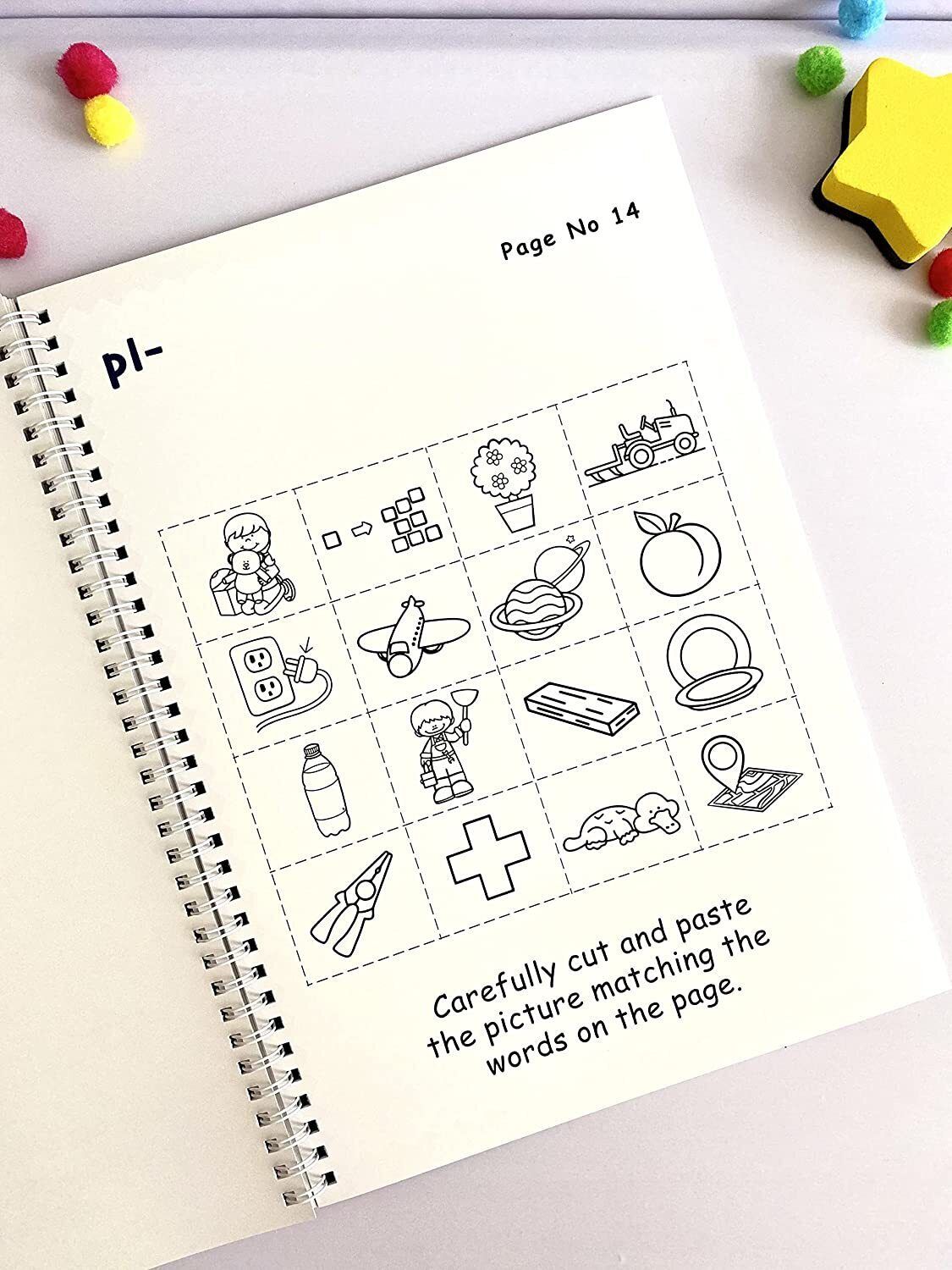 Phonics Cut and Paste Workbook for Kids (Learning Blends).