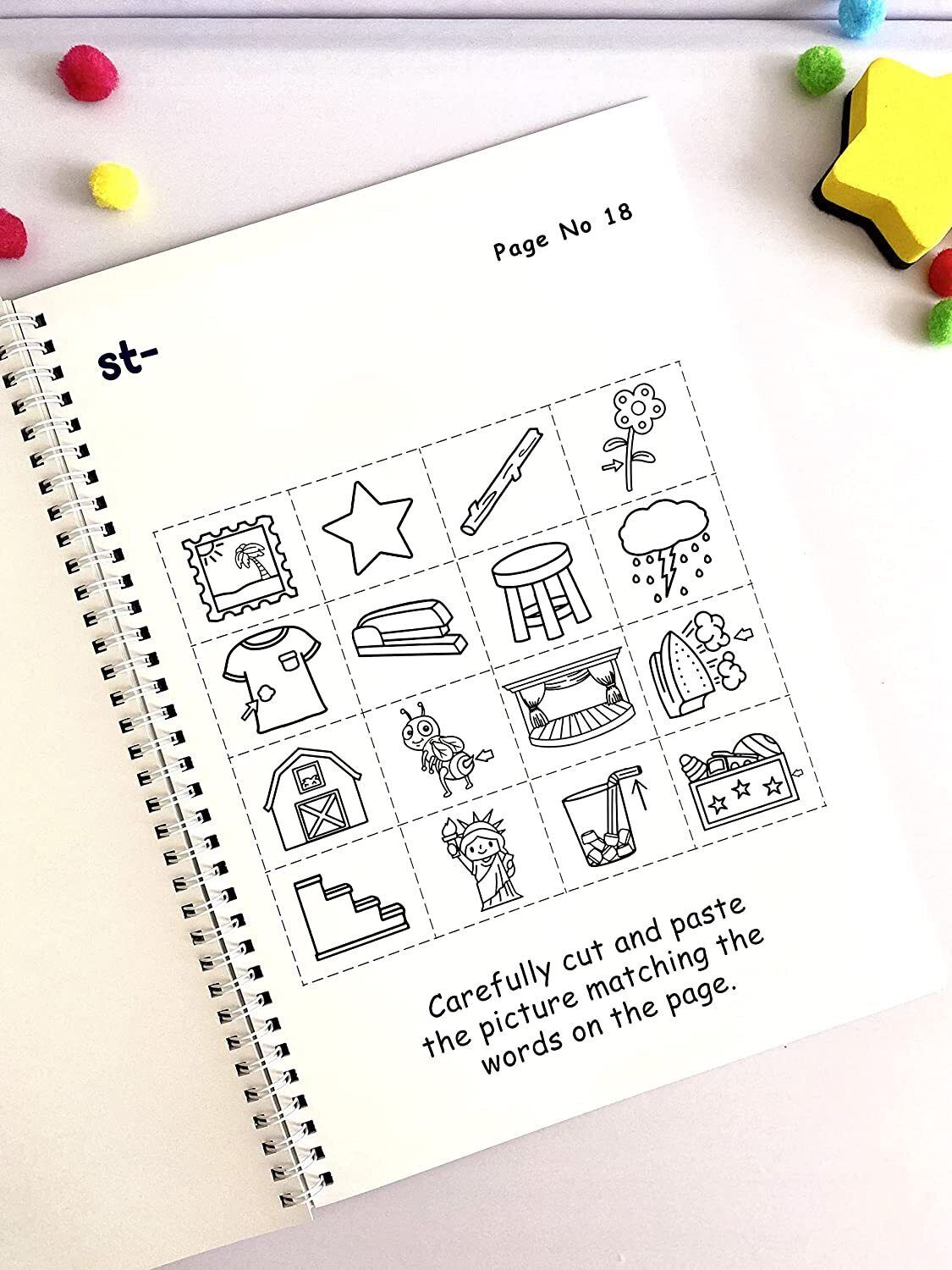 Phonics Cut and Paste Workbook for Kids (Learning Blends).