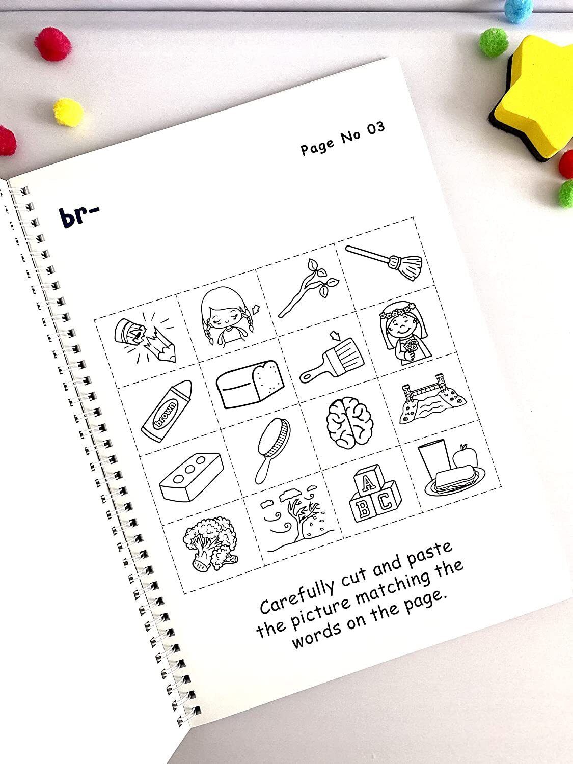 Phonics Cut and Paste Workbook for Kids (Learning Blends).