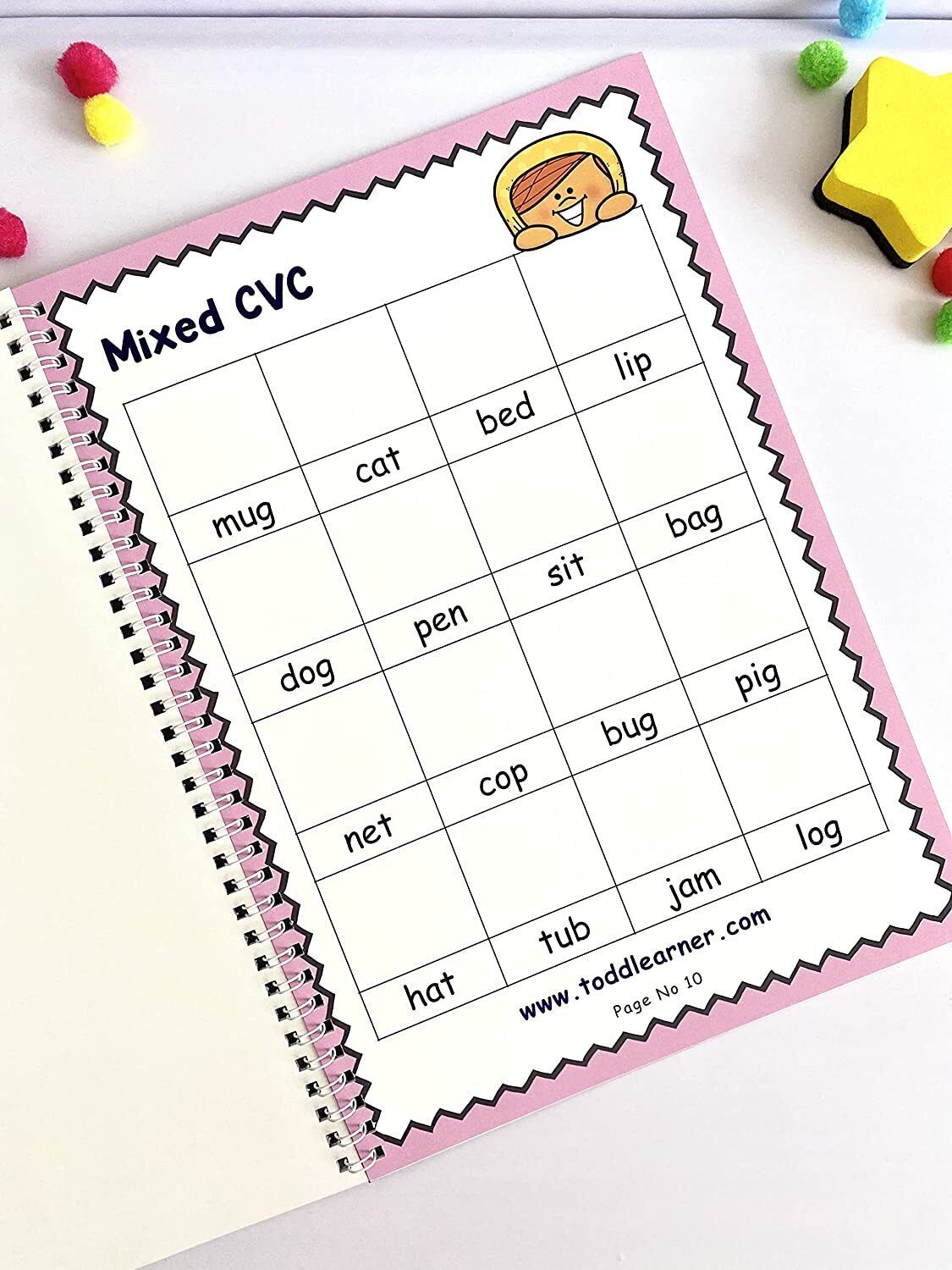 Phonics Cut and Paste Workbook for Kids (Learning Short Vowels).