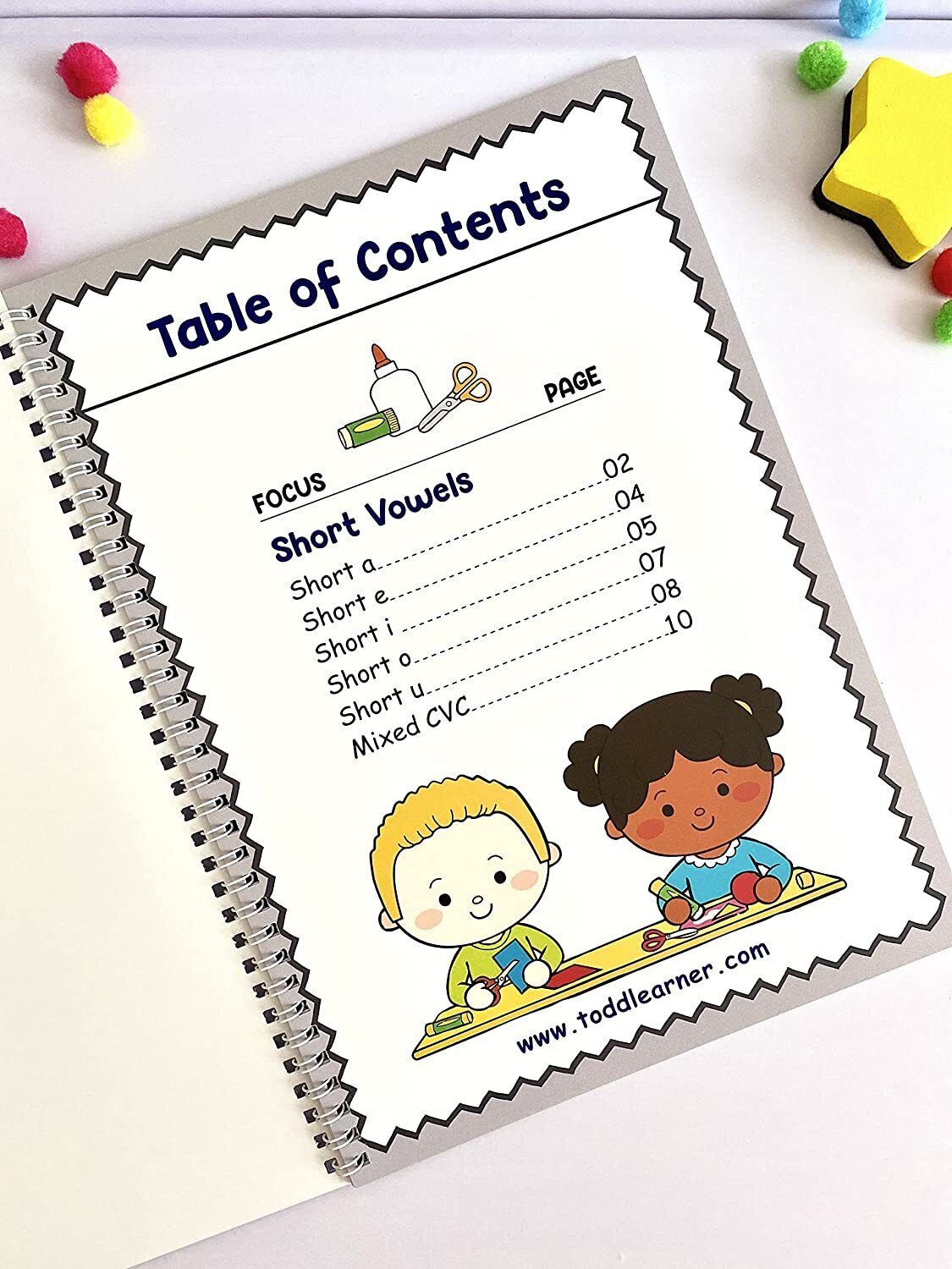 Phonics Cut and Paste Workbook for Kids (Learning Short Vowels).