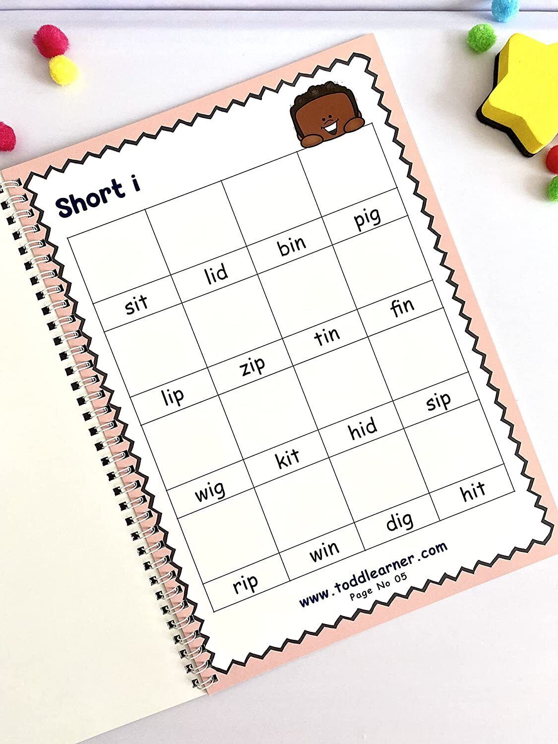 Phonics Cut and Paste Workbook for Kids (Learning Short Vowels).