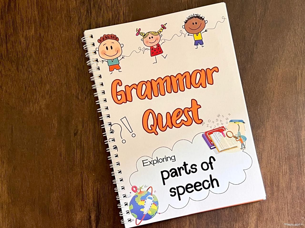 Learning Grammar Book for Kids. Exploring all parts of speech. Grammar made easy for kids.