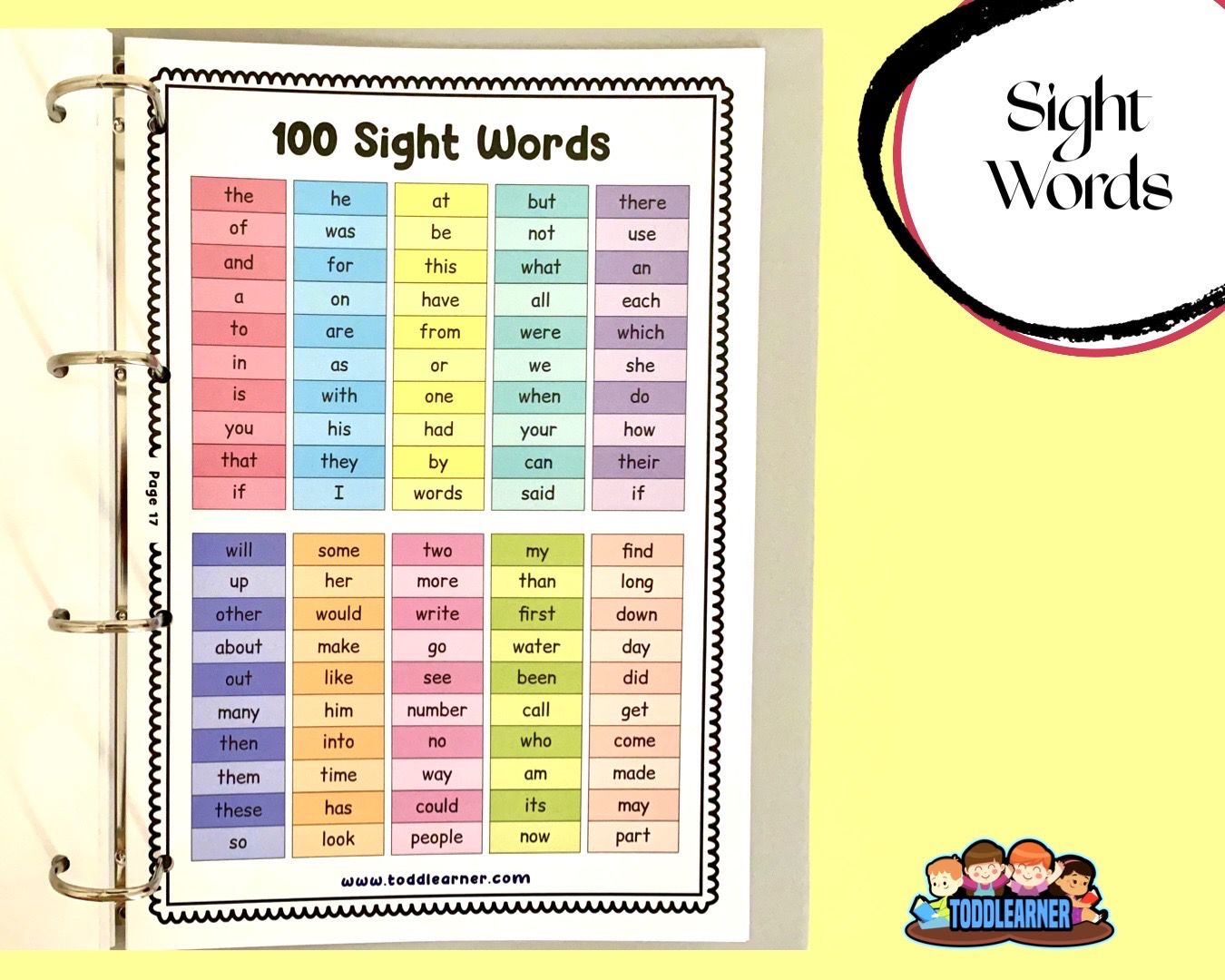 Add on learning Binder (Laminated Version)