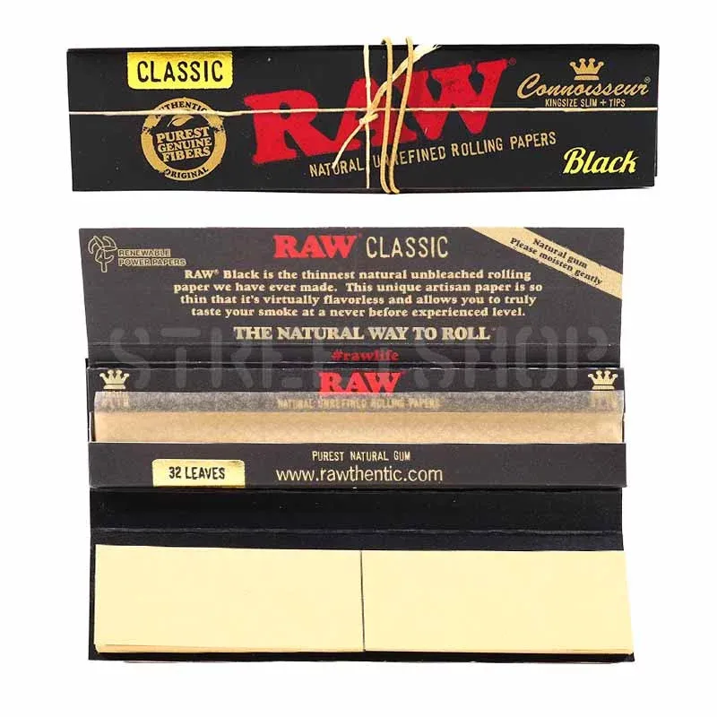 King Size slim + Tips Classic Black Connoisseur - RAW
