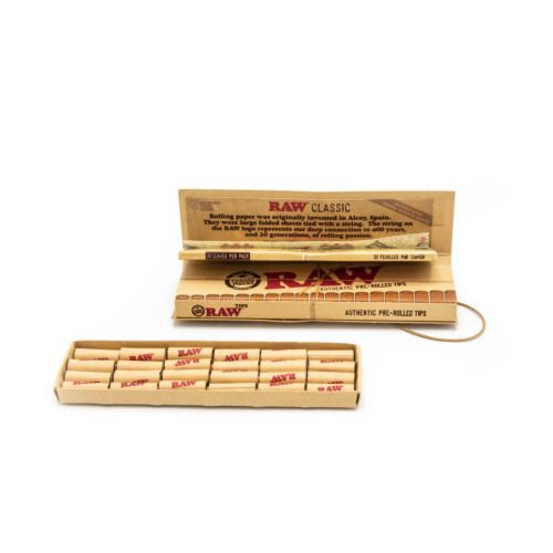 RAW Classic Rolling Papers Connoisseur - King size Slim + Pre-Rolled Tips