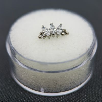 Clear CZ Gem Marquise Crescent w/ Tri-Beads Attachment