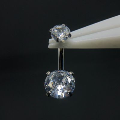 Prong Set Cubic Zirconia Navel Bar