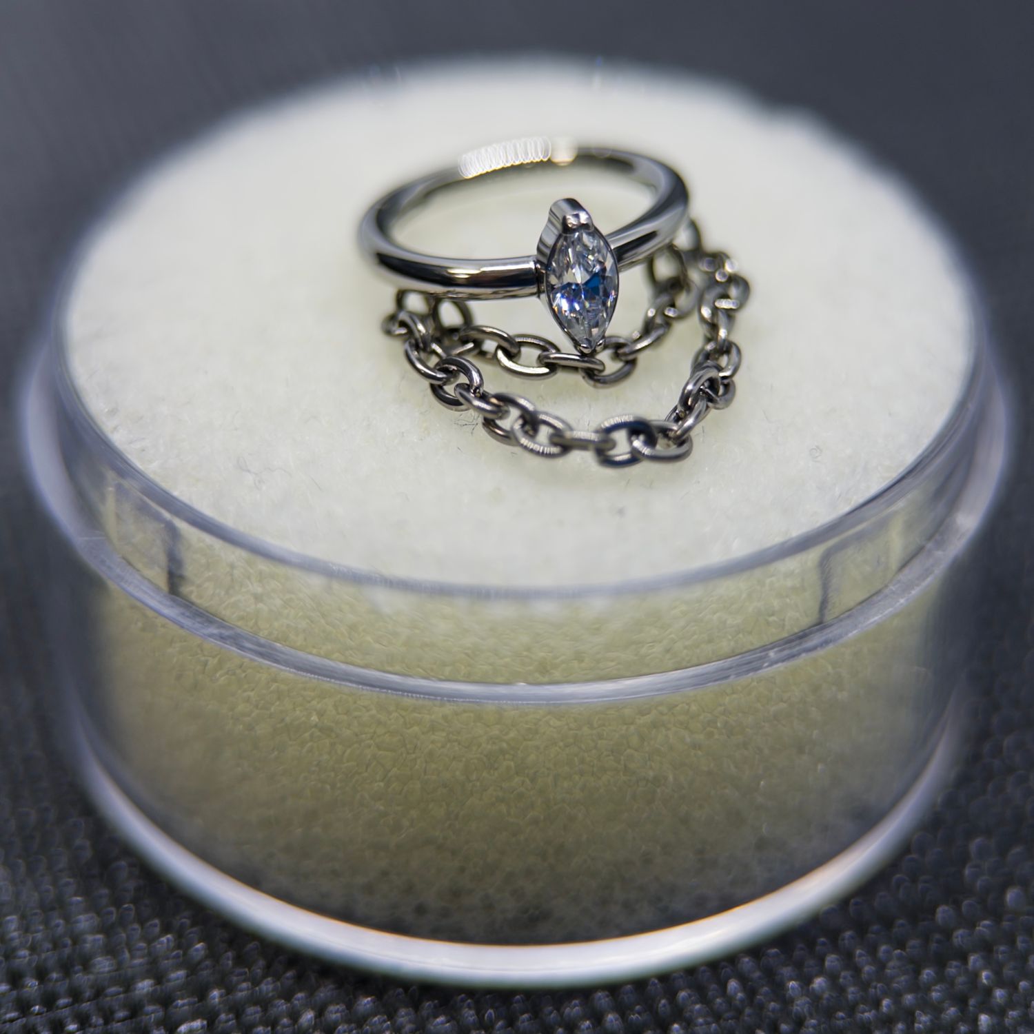 Cubic Zirconia Marquise with Double Chain Hinge Ring