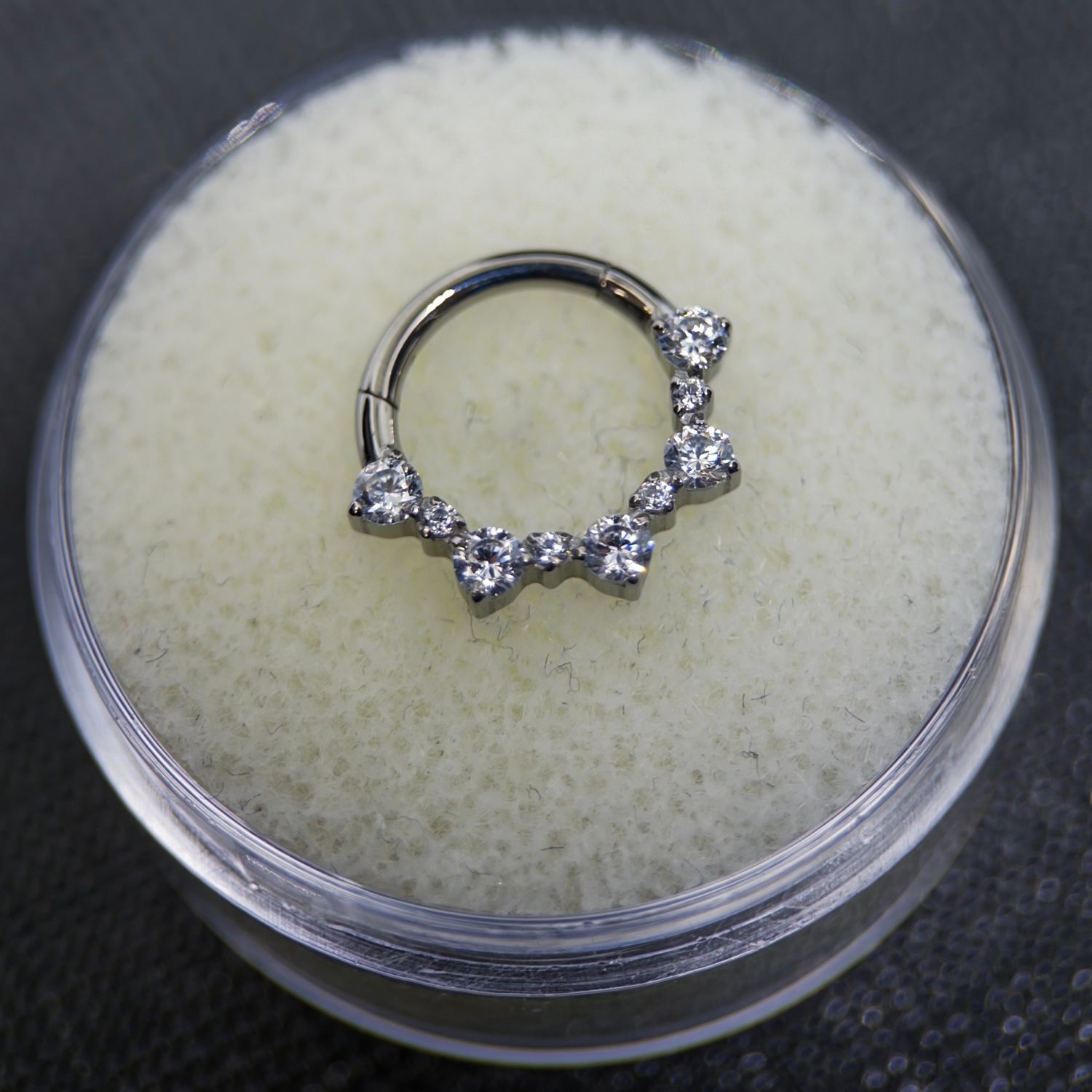 Dual-Sized Cubic Zirconia Hinge Ring