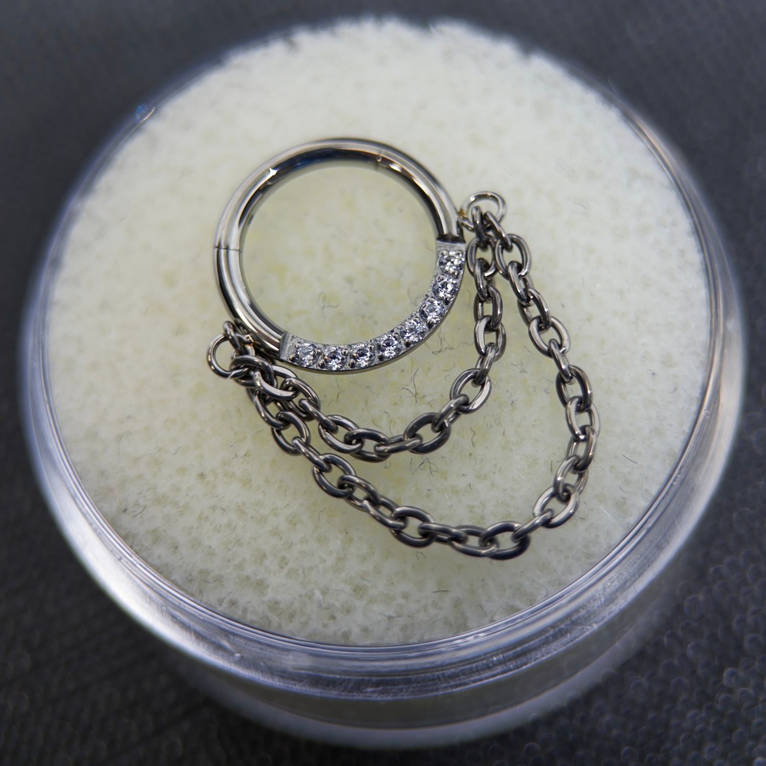 Forward Facing Cubic Zirconia Chain Hinge Ring