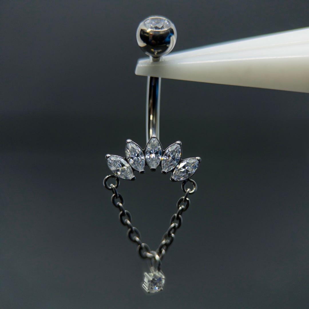 Marquise Charm Navel Bar