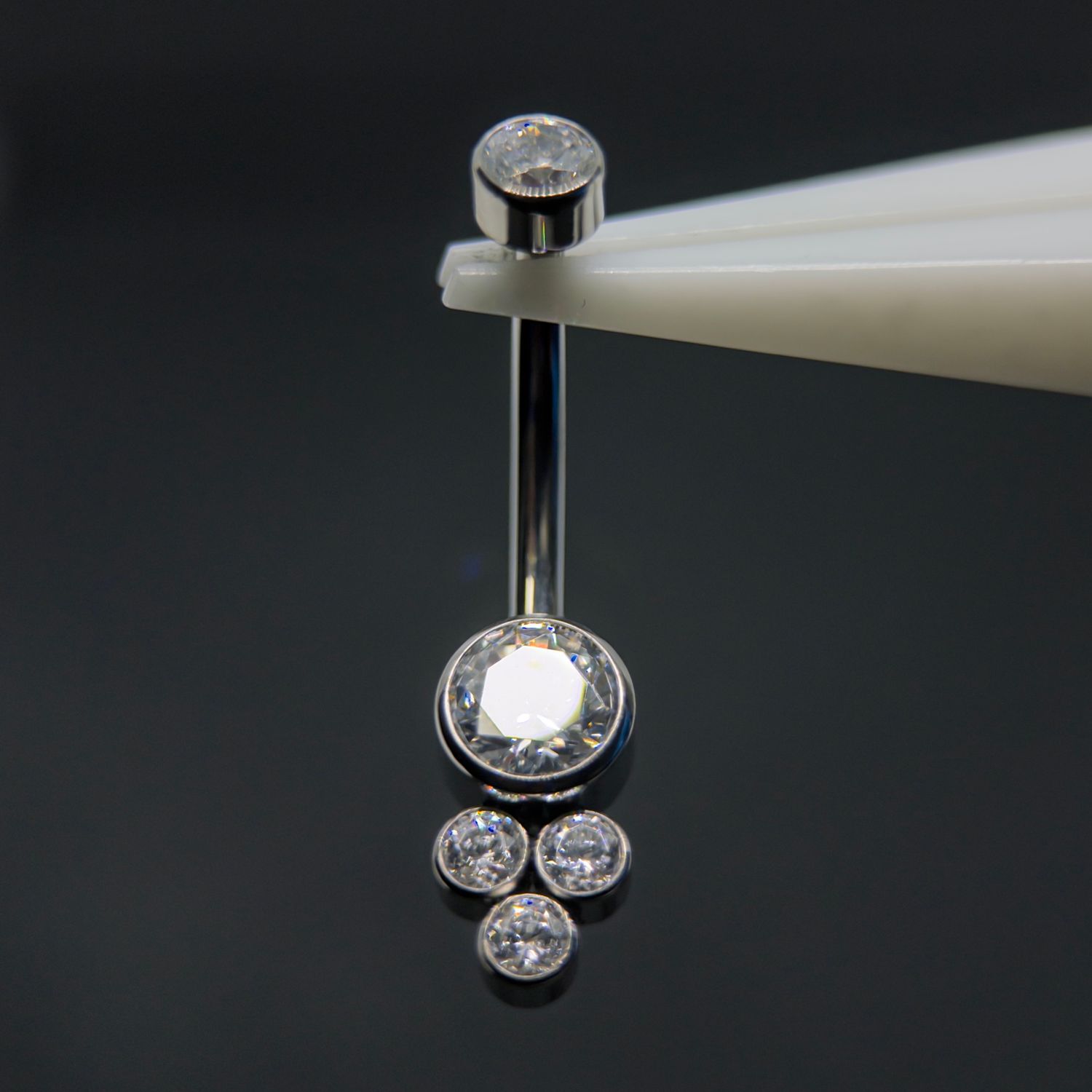 Quad Cubic Zirconia Navel Bar