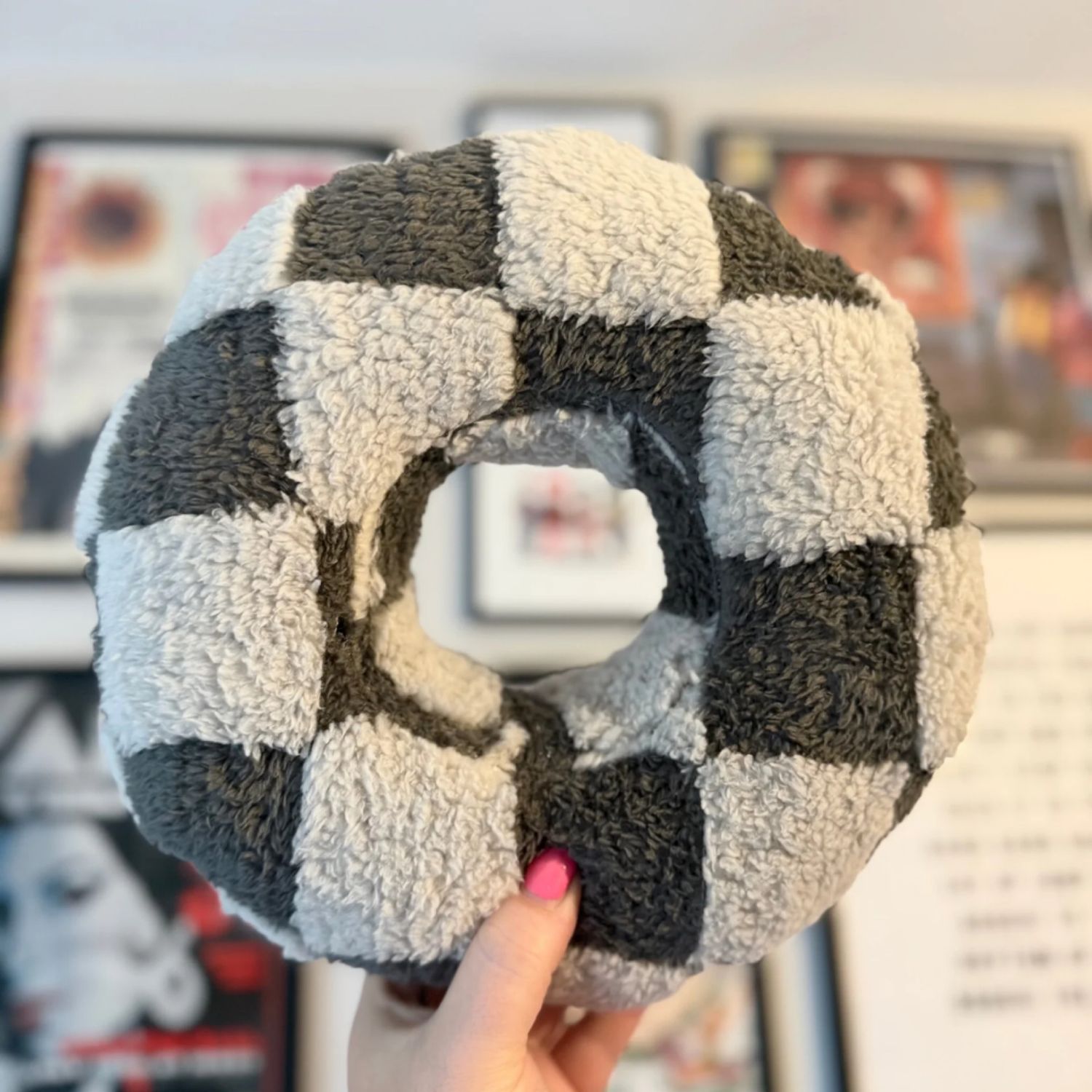 Grey and White Checker Piercing Cushion