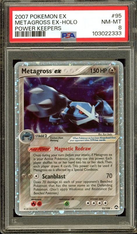 Pokemon Power Keepers 2007 - Metagross EX Holo #95 - PSA 8