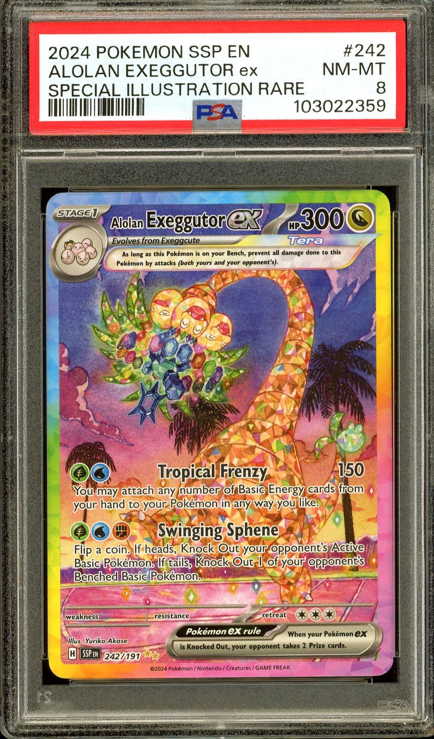 Pokemon Surging Sparks 2024 - Alolan Exeggutor EX #242 - PSA 8