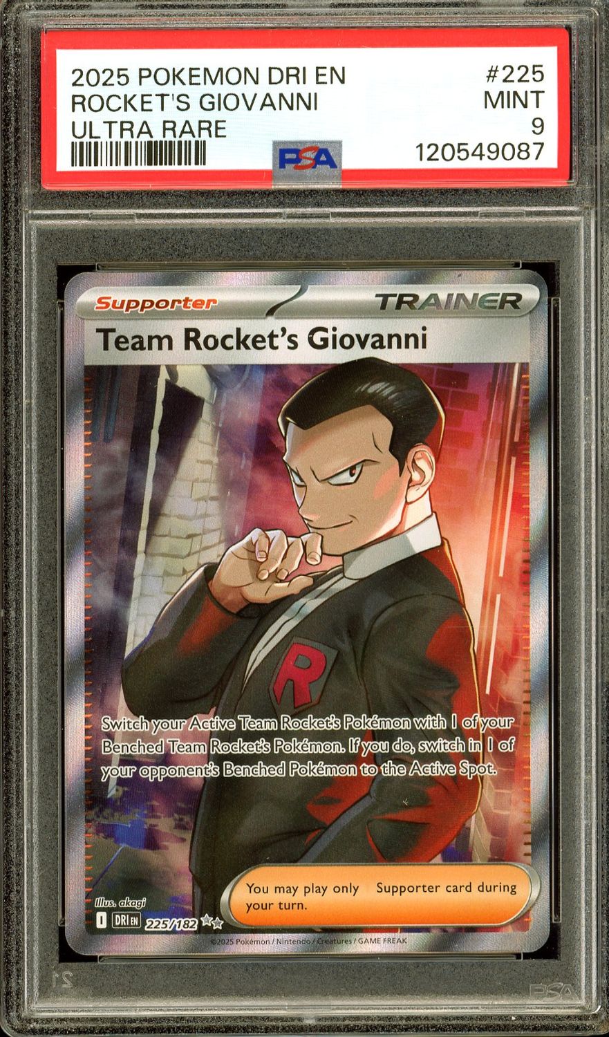 Pokemon Destined Rivals 2025 - Team Rocket’s Giovanni #225 - PSA 9