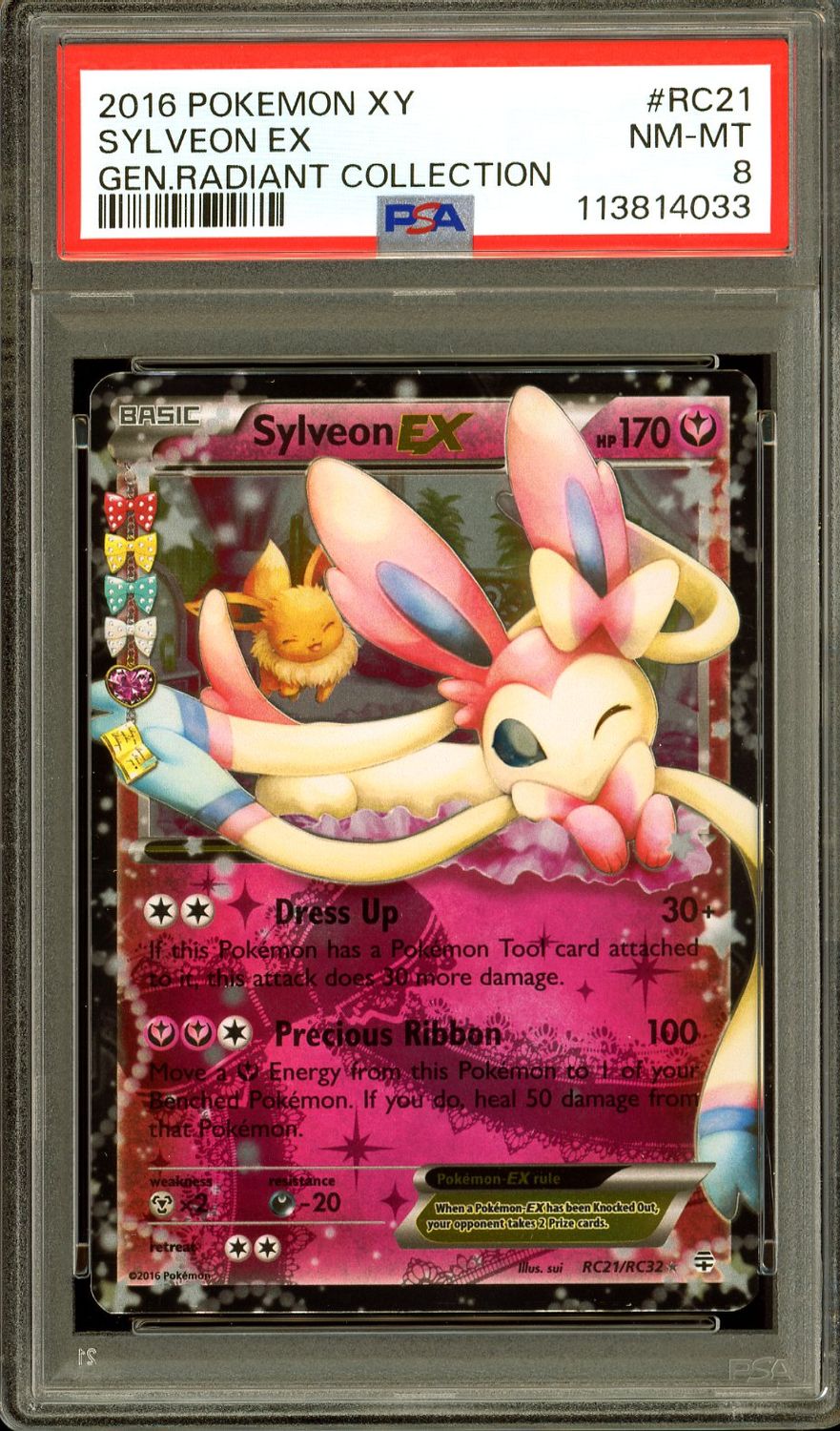 Pokemon XY Generations 2016 - Sylveon EX #RC21 - PSA 8