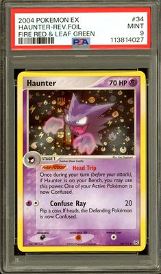 Pokemon Fire Red &amp; Leaf Green 2004 - Haunter Reverse Holo #34 - PSA 9