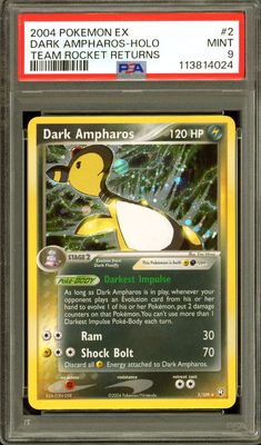 Pokemon Team Rocket Returns 2004 - Dark Ampharos Holo #2 - PSA 9