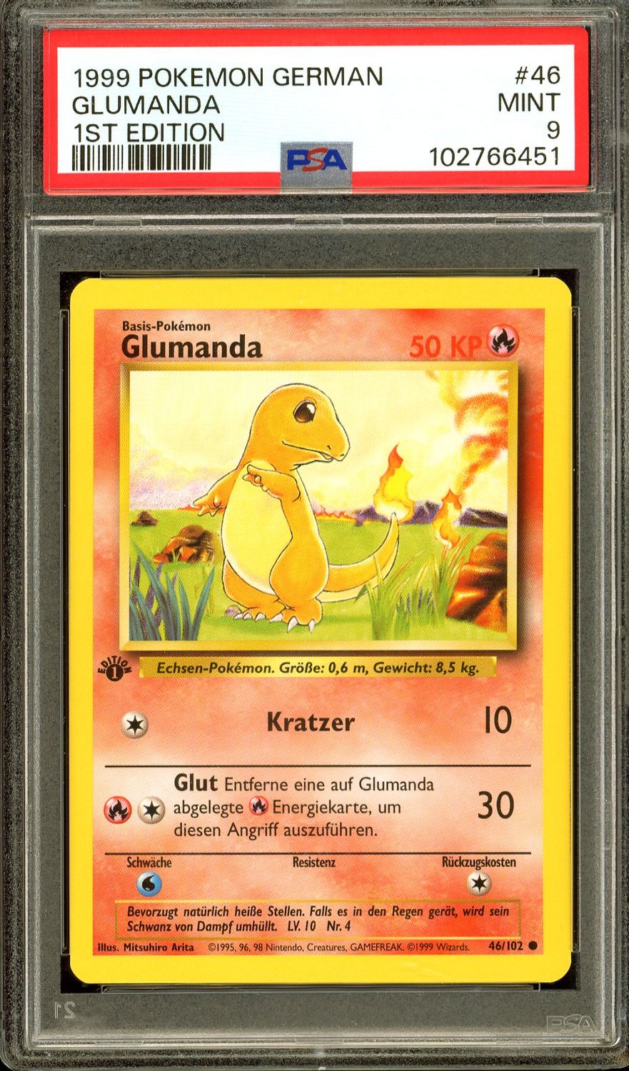 Pokemon German 1st edition Base Set - Glumanda #46 - PSA 9