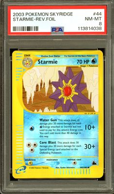 Pokemon Skyridge 2003 - Starmie #44 - PSA 8