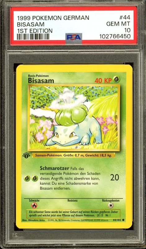 Pokemon German 1st Edition Base Set - Bisasam #44 - PSA 10