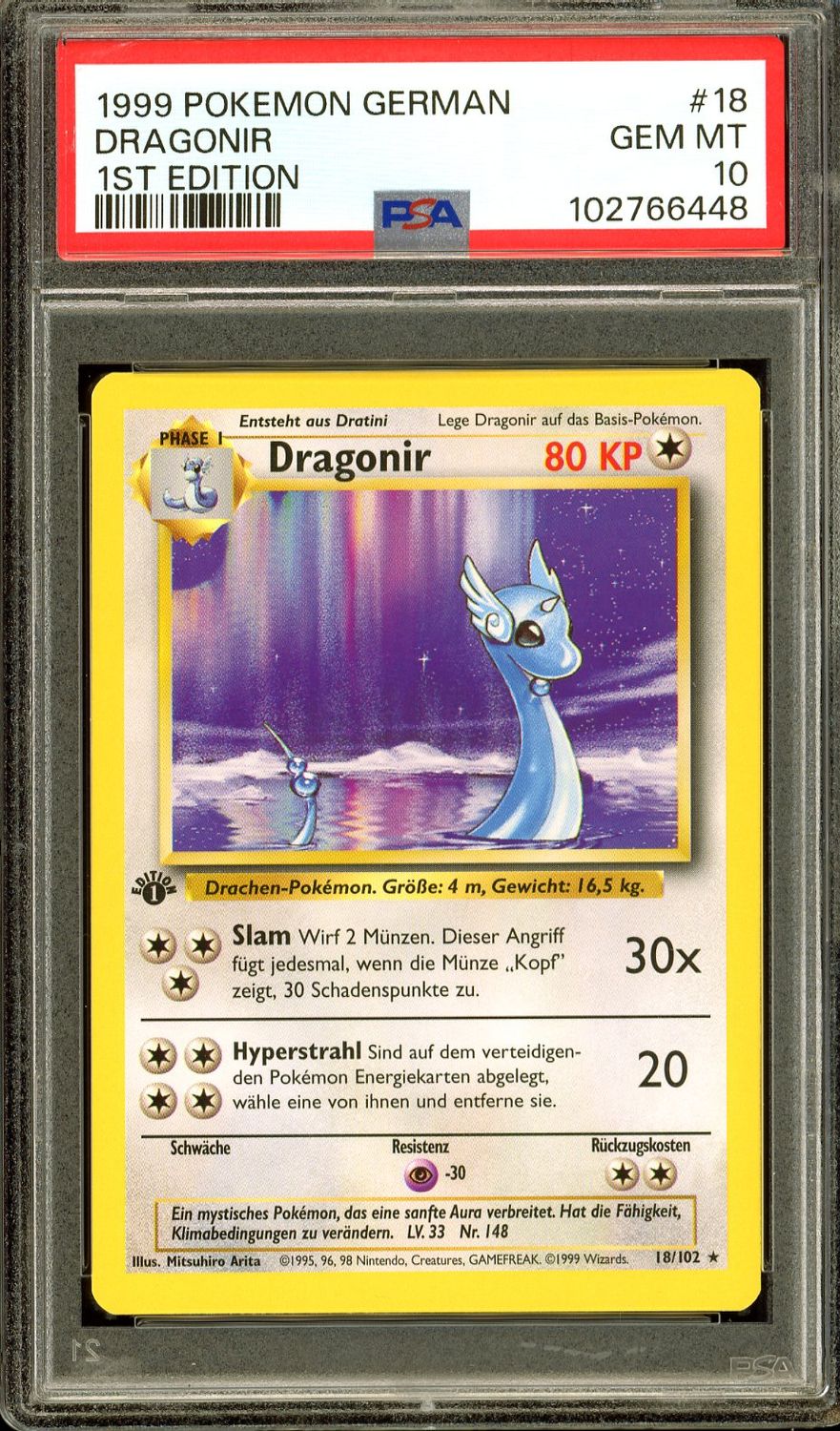 Pokemon German 1st Edition Base Set - Dragonir #18 - PSA 10