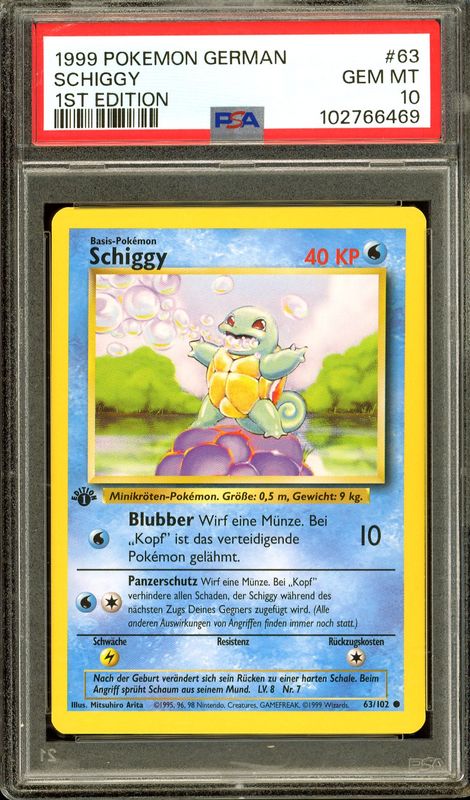 Pokemon German 1st Edition Base Set - Schiggy #63 - PSA 10