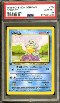 Pokemon German 1st Edition Base Set - Schiggy #63 - PSA 10