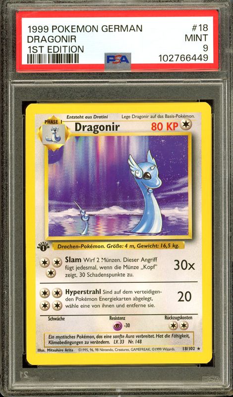 Pokemon German 1st Edition Base Set - Dragonir #18 - PSA 9