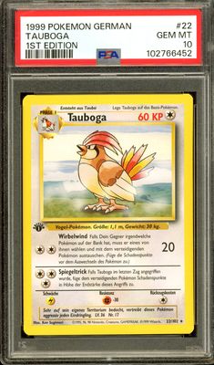 Pokemon German 1st Edition Base Set - Tauboga #22 - PSA 10
