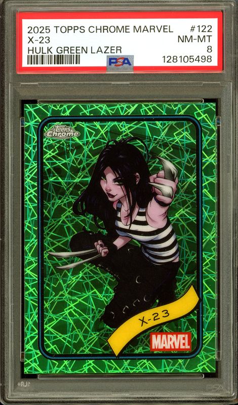 Topps Chrome Marvel 2025 - X-23 Green Lazer 77/99 #122 - PSA 8