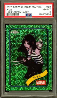 Topps Chrome Marvel 2025 - X-23 Green Lazer 77/99 #122 - PSA 8